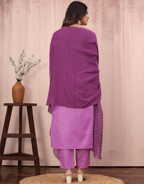 chic purple cotton slub designer party wear readymade salwar suit with purple cotton slub of-13732-acy4526 Close-up View
